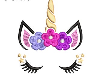 Unicorn Embroidery Design,  Unicorn with Stars Embroidery Machine File, Cute Baby Unicorn Digital Embroidery Patterns
