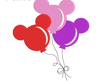 Mickey Mouse Balloon Embroidery Design, Disney Balloon Embroidery Machine File,Mickey Mouse Ears  Digital Embroidery Patterns