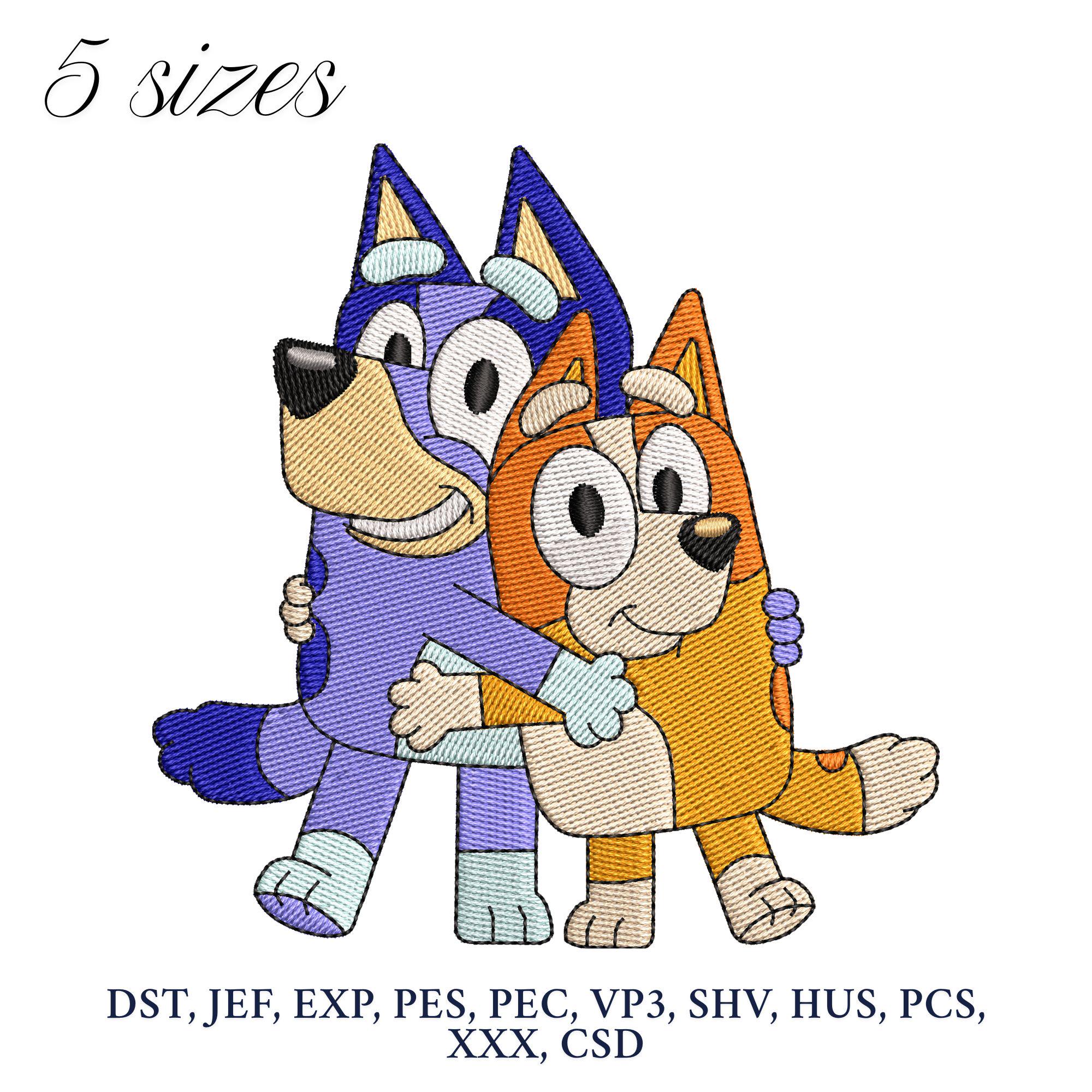 Bluey and Bingo Hug Embroidery Design,  Bluey Embroidery Machine File, Bingo Digital Embroidery Patterns