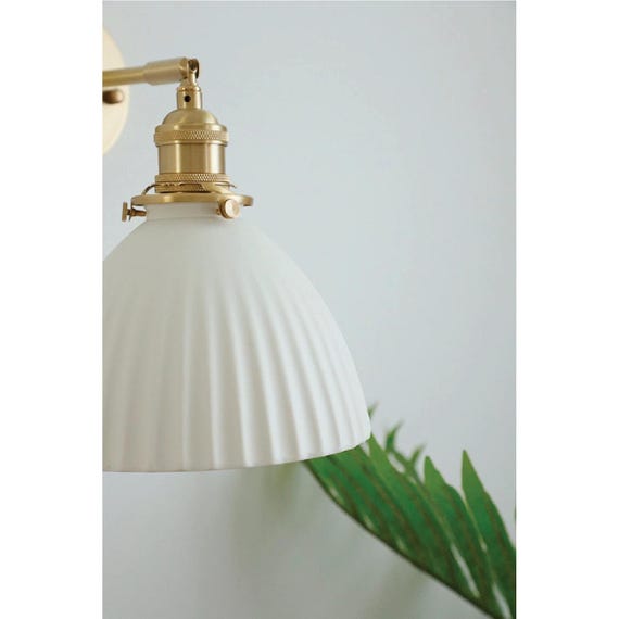 Ceramic Wall Lamp, Plugin Wall Sconce, Antique Style Brass Ceramic wall lamp, Wall Light Fixture Bedside Wall Sconce
