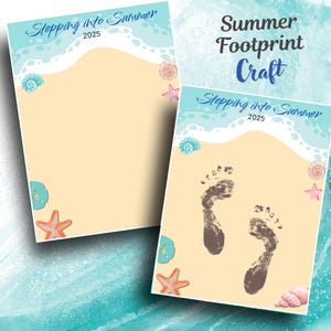 Toddler Printable | Beach Footprint Art Craft | Ocean Craft Keepsake | Toddler Summer Art | Kids Summer Activity | Footprint Craft | Beach