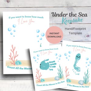 Handprint Footprint Art Baby Keepsake | Ocean Theme DIY baby gift | Printable keepsake | Under the Sea Nursery Printable Gift