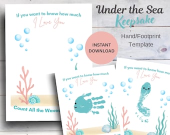 Ocean Theme Baby Keepsake | Handprint Footprint Art (Printable PDF)