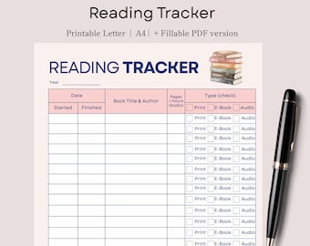 Reading Log Printable, Bookshelf Tracker (PDF)