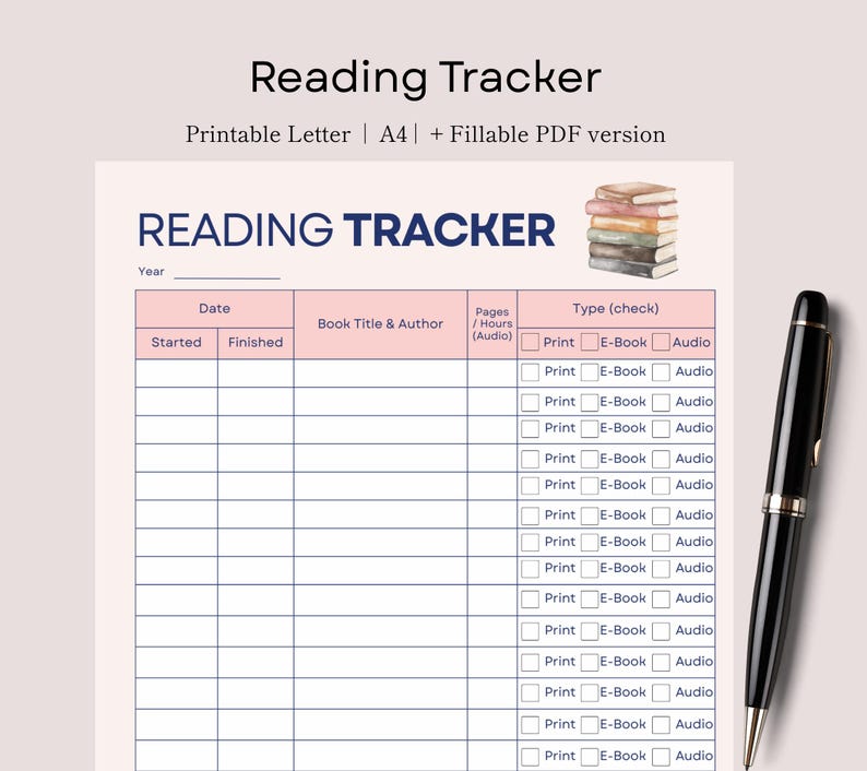 Reading Tracker Printable, Reading Log, Book Log | Instant Download ...