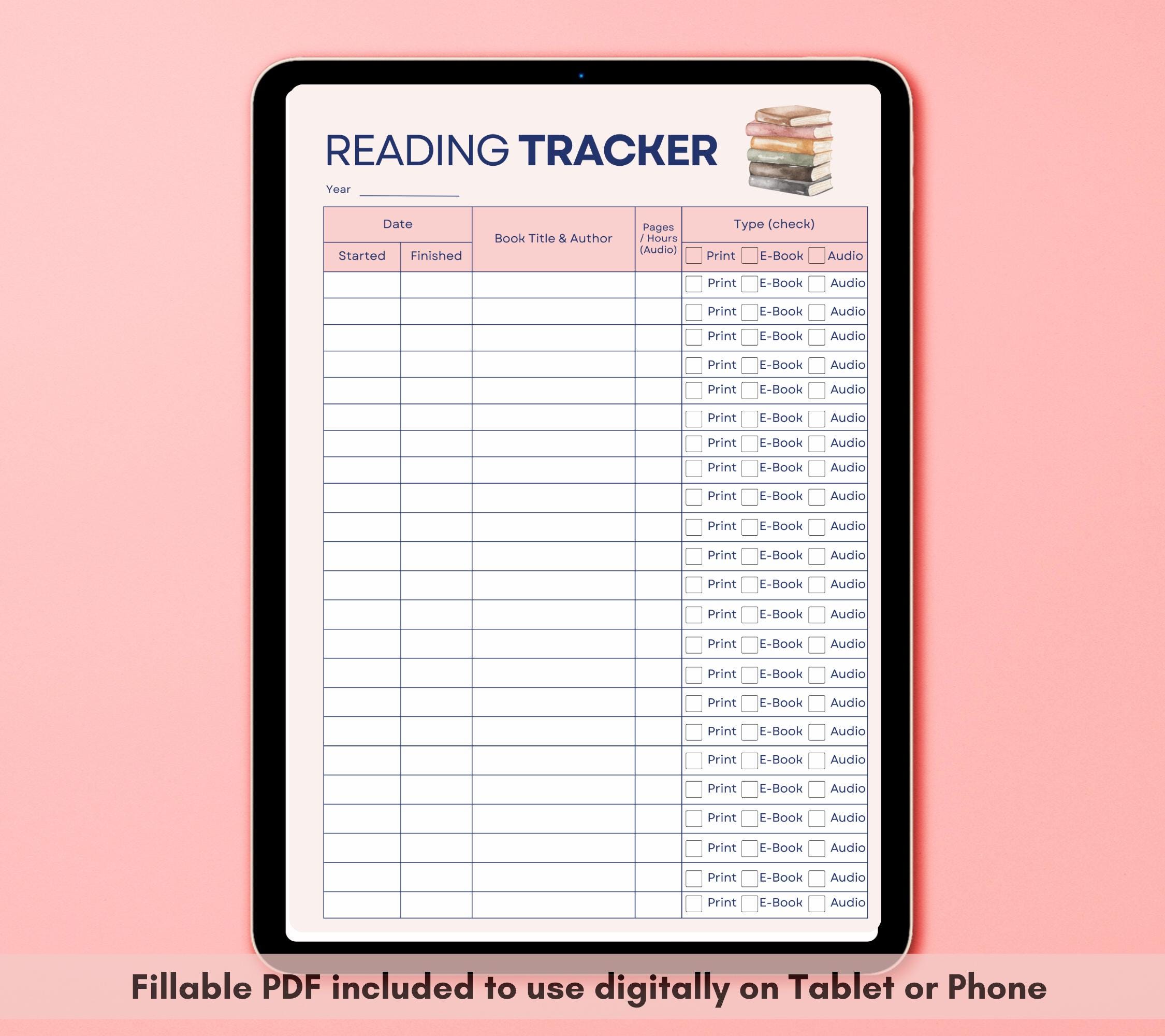 Reading Tracker Printable, Reading Log, Book Log | Instant Download ...