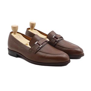 Men's Brown Leather Loafers | Handmade Dress Shoes | Luxury Slip-On Formal Shoes | Genuine Leather Business Casual Shoes | Gift for Him