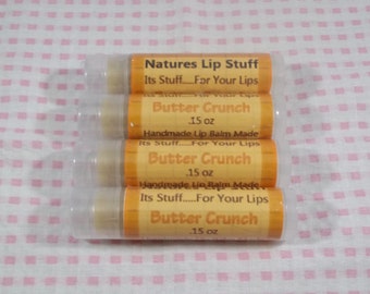 Bálsamo labial, Butter Crunch Lip Stuff - Tubo de bálsamo labial de 0,15 oz, bálsamo labial hecho a mano, bálsamo labial natural, bálsamo labial con sabor