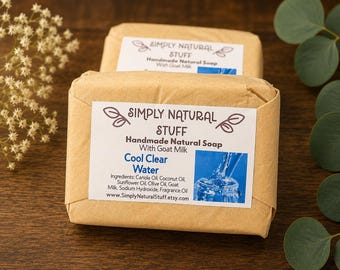 Cool Clear Water Soap, Natural Hot Process Soap, Goat Milk Soap, Bath Body Bar, Natural Soap, Scented Soap, Handmade Soap