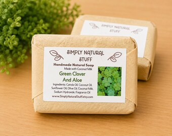 Green Clover and Aloe Soap, Natural Hot Process Soap, Handmade Soap, Coconut Milk Soap, Scented Soap, Moisturizing Soap, Natural Soap