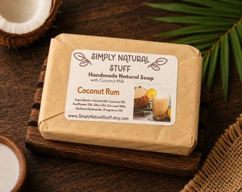 Coconut Rum Soap, Natural Hot Process Soap, Handmade Soap, Coconut Milk Soap, Scented Soap, Moisturizing Soap, Natural Soap, Vegan Soap
