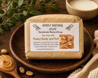 Peanut Butter and Fluff Soap, Natural Hot Process Soap, Goat Milk Soap, Bath Body Bar, Natural Soap, Scented Soap, Handmade Soap