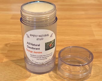 Desodorante natural de naranja y jazmín, 2.65 oz, tubo de desodorante natural