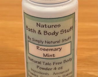 Talco corporal, Talco corporal sin talco, Talco corporal natural, Talco corporal sin talco de romero y menta, Talco corporal natural de 3 oz