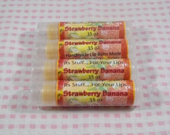 Lip Balm, Strawberry Banana Lip Stuff - Handmade Lip Balm, Natural Lip Balm, Flavored Lip Balm