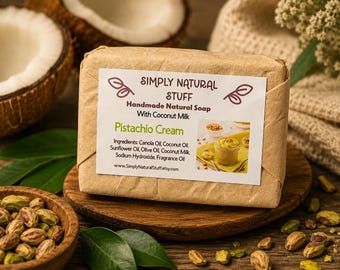 Pistachio Cream Soap, Natural Hot Process Soap, Handmade Soap, Coconut Milk Soap, Scented Soap, Moisturizing Soap, Natural Soap, Vegan Soap