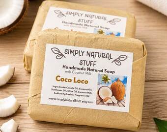 Coco Loco Soap, Natural Hot Process Soap, Handmade Soap, Coconut Milk Soap, Scented Soap, Moisturizing Soap, Natural Soap, Vegan Soap