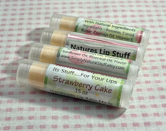 Lip Balm, Strawberry Cake Lip Stuff - .15oz Tube Of Lip Balm, Handmade Lip Balm, Natural Lip Balm, Flavored Lip Balm
