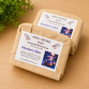 Moonberry Glaze-tvål, naturlig varm processtvål, handgjord tvål, kokosmjölktvål, doftande tvål, återfuktande tvål, naturlig tvål, vegansk tvål