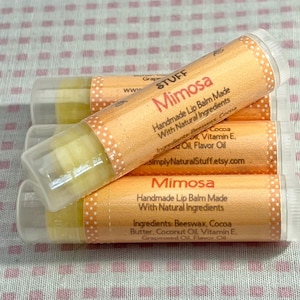 Baume à lèvres, trucs à lèvres mimosa - tube de 15 oz de baume à lèvres, baume à lèvres fait main, baume à lèvres naturel, baume à lèvres aromatisé