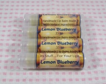 Protetor labial, material labial de limão e mirtilo - protetor labial artesanal, protetor labial natural, protetor labial com sabor