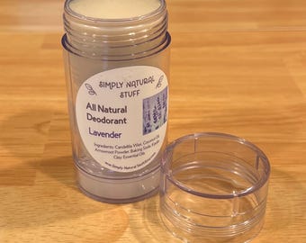 Desodorante natural de lavanda de 2.5 oz, totalmente natural, tubo de desodorante, totalmente natural