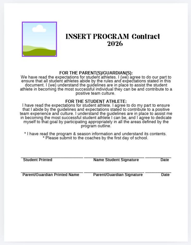 Editable Sports Team Program Outline, Player Contract, Coach Handbook ...