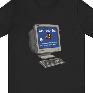 Vintage Computer Fehler Nachricht Unisex T-Shirt, Computer Geek Geschenk, IT Professional Shirt, Nostalgisches Tech T-Shirt, Retro System Fehler Top