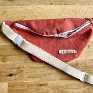 SAC BANANE ADULTE lin & coton - A personnaliser avec un écusson brodé - Mixandmatch adulte/enfant - Cadeau fête des mères - Fait main France