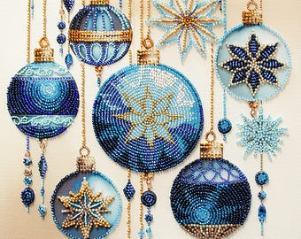 Kit de broderie de perles - Décorations en cristal, Jouets de Noël DIY, Décorations d'hiver en perles, Décoration de Noël