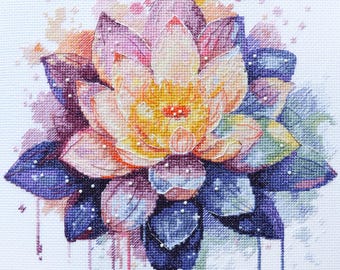 クロスステッチキット 輝く蓮、蓮の刺繍、花の刺繍 - Etsy 日本