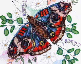 Kit de bordado con cuentas: armonía de colores, bordado de insectos, mariposa colorida con cuentas, mariposa de jardín DIY, bordado de mariposas