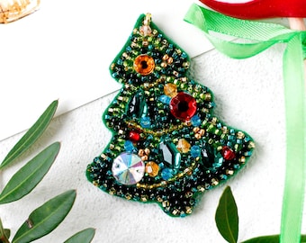 ビーズ刺繍キット クリスマスツリーブローチ、DIYビーズクリスマス