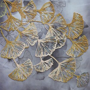 Pärlbroderikit - Ginkgoblad, Lövbroderi, Pärlbroderi med gyllene blad