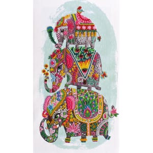 Bead Embroidery Kit - Elephants for Happiness, Beaded Festive Elephants, Elephants Embroidery, DIY Indian Elephants