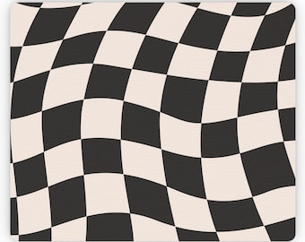 Checkerboard Mouse Pad - Cream and Black Retro Desk Mat