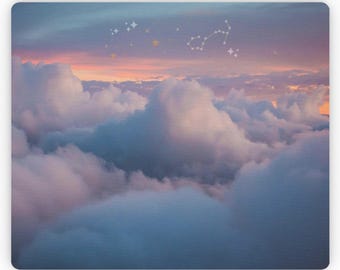 Blue Cloud & Stars Mouse Pad: Anti-Slip Rubber Desk Mat