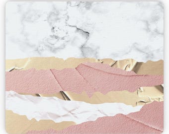 Pink and Gold Foil Marble Mouse Pad: Anti-Slip Rubber Desk Mat
