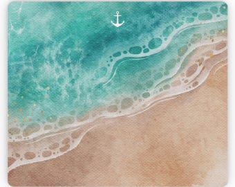 Ocean Watercolor Mouse Pad: Anti-Slip Rubber Desk Mat