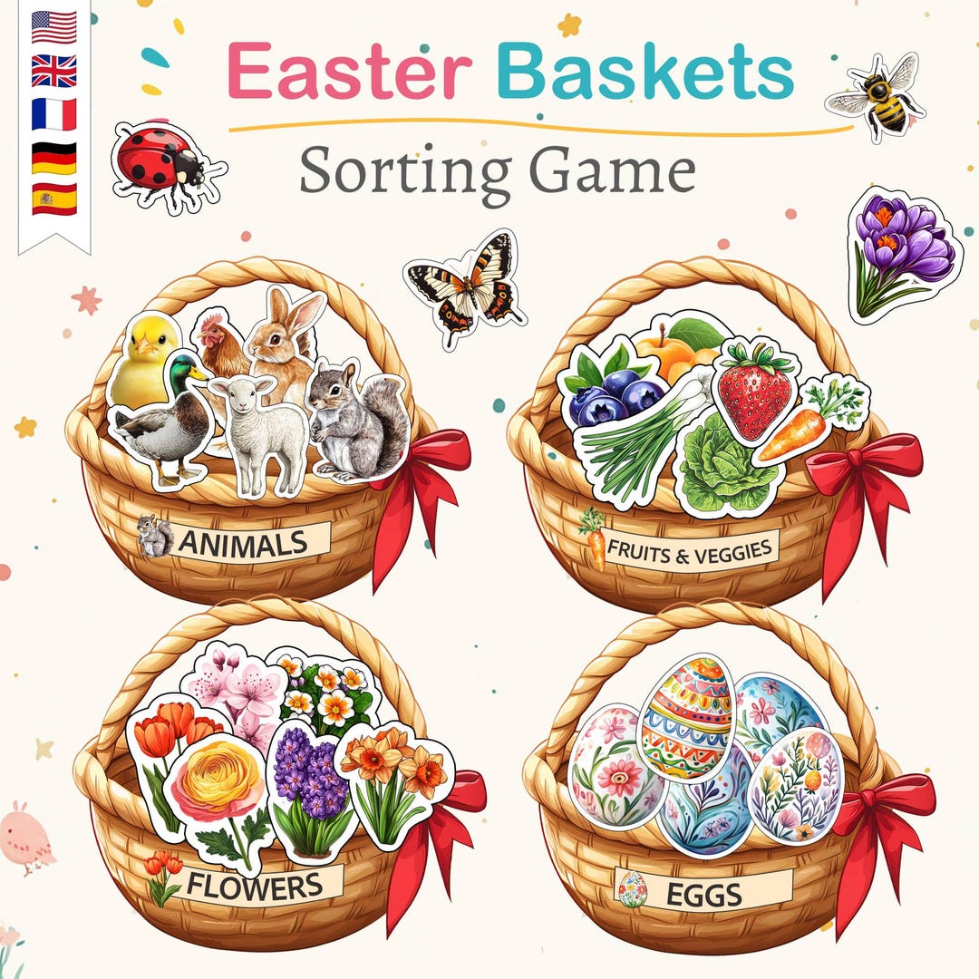Easter Baskets Sorting Game, Montessori-inspired, Printable Spring ...