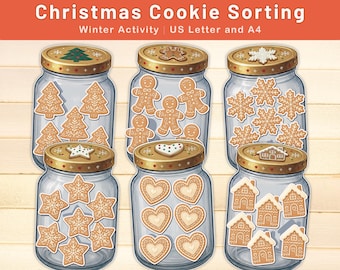 Christmas Cookie Shape Sorting Game, Winter Toddler Activity (PDF)