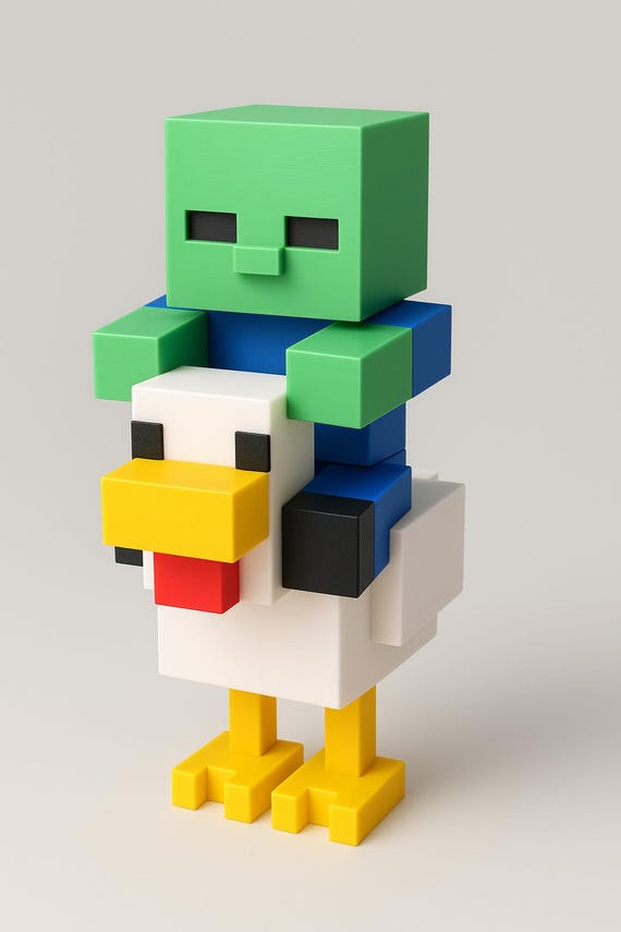 Minecraft Gaming Characters Geeky Gamer's Must-Have - Chicken Jockey - Big Brick 20cm Tall
