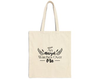Bolsa de tela "Ángel me cuida": bolsa de compras reutilizable de lona de algodón