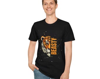 Beasty Tiger Graphic T-Shirt: Unisex Softstyle Tee for Nature Lovers