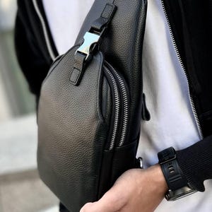 Black Sling Bag - Crossbody Purse for Everyday Use, Gift for Anniversary