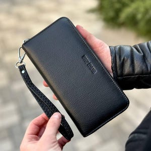 Leather Clutch, Black Clutch, Leather Wallet, Black Wallet
