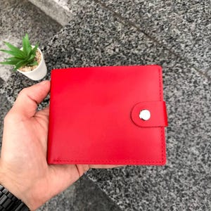 Cartera para mujer con monedero, Cartera para hombre, Cartera plegable personalizada, Cartera con monograma para mujer, Regalo para él, Cartera roja, Regalo para ella