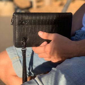 Leather men&#39;s clutch bag, Black purse for men, Men wallet, Gift for Him, Wallet man, Pochette uomo, Clutch wallet, Birthday gift