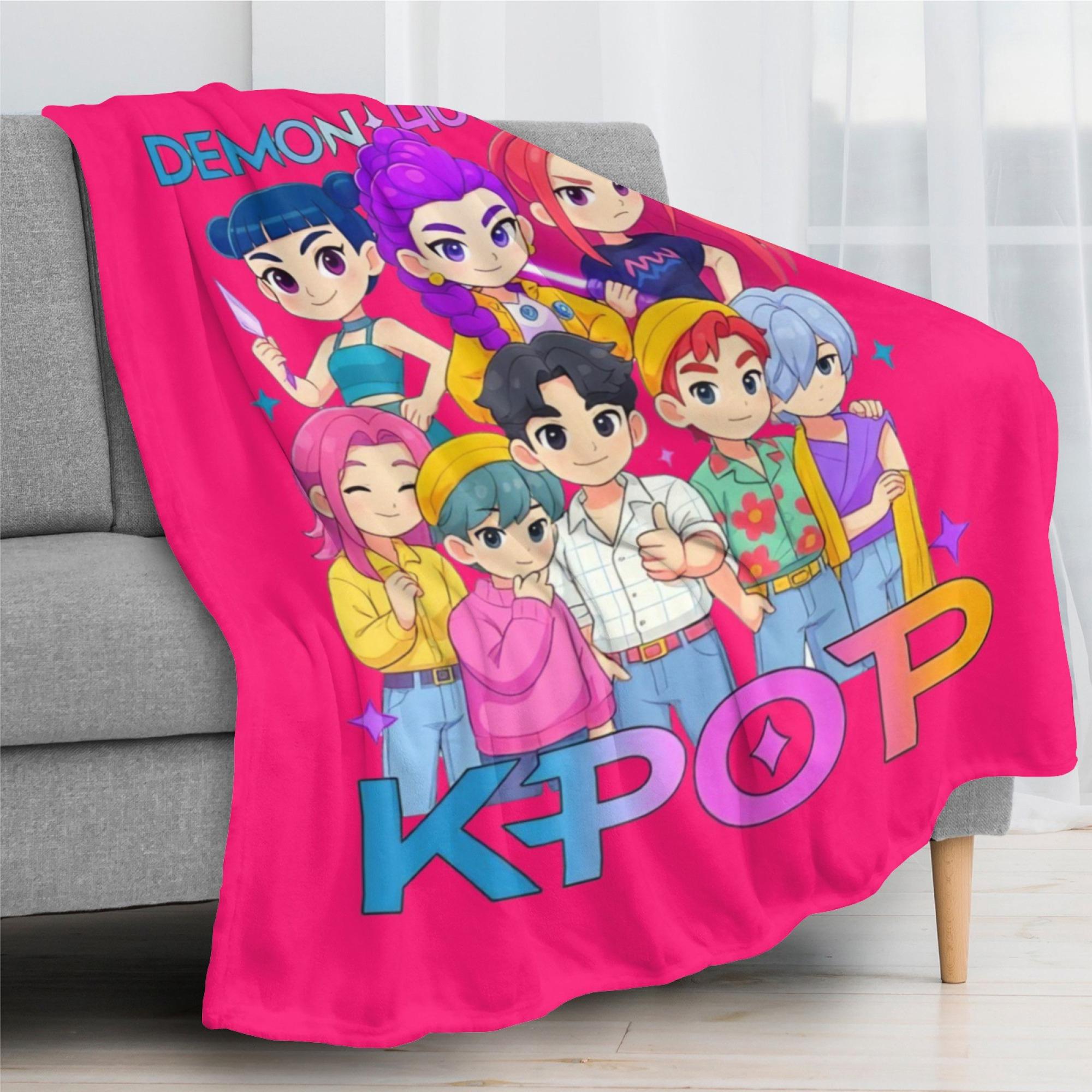 Couverture K-Pop De-Mon Hunters – Molleton Flanelle Doux Et Chaud, Design Imprimé, Pour Salon, Bureau Ou Voyage