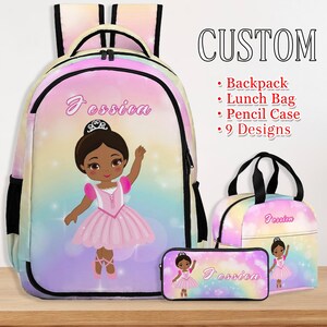 Custom Afro Girls Backpack,Personalized Back to School Gift,Custom Preschool Name Backpack Lunch Bag,Best Back to School Gifts,Gift for Girl